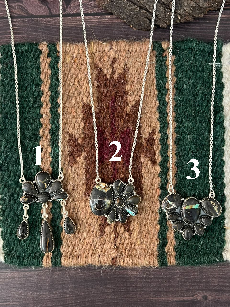 Handmade Sterling Silver Blackjack Turquoise Collection: Necklace Signed Nizhoni