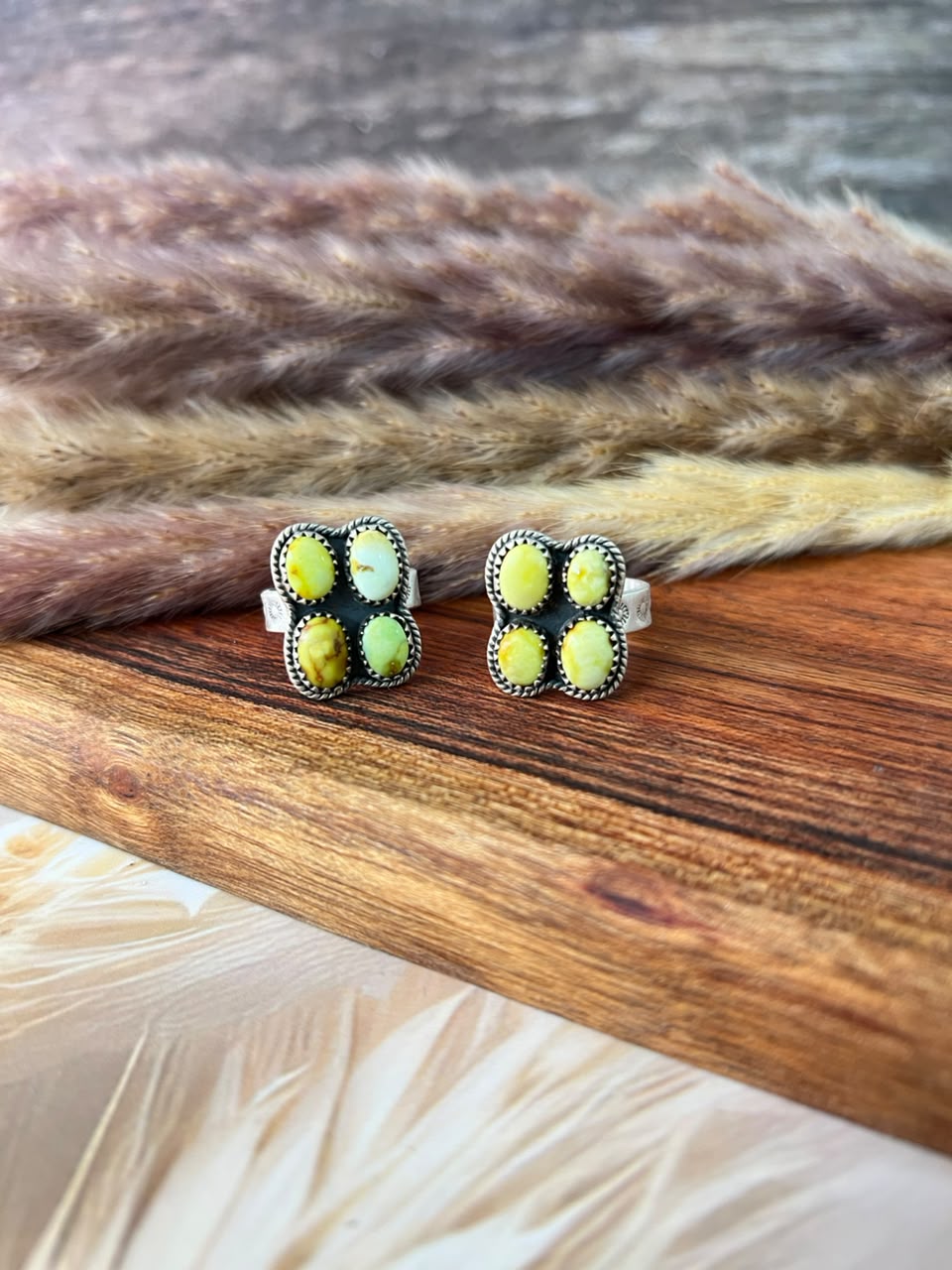 Handmade Sterling Silver Palomino Turquoise Adjustable Ring Signed Nizhoni