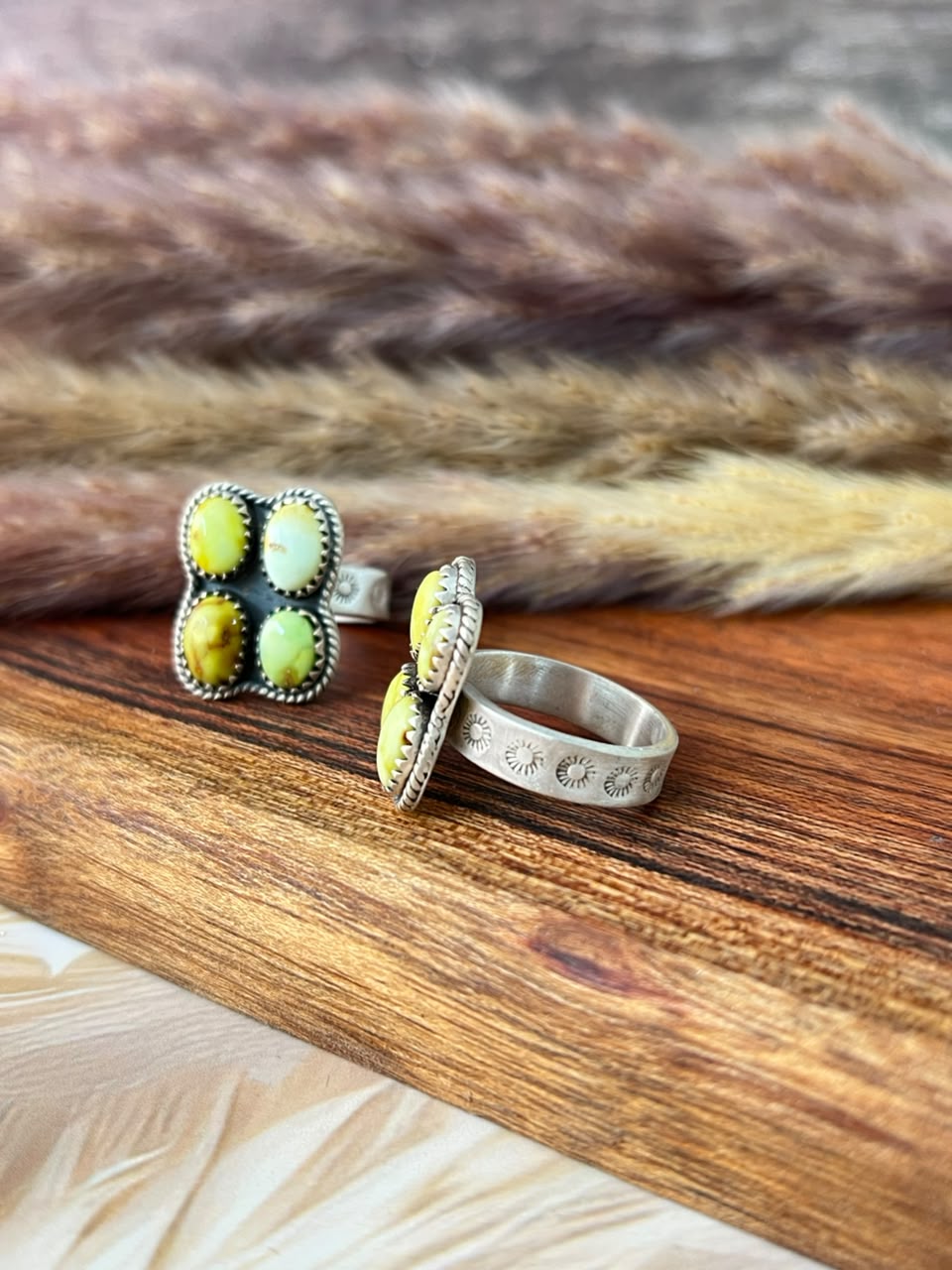 Handmade Sterling Silver Palomino Turquoise Adjustable Ring Signed Nizhoni
