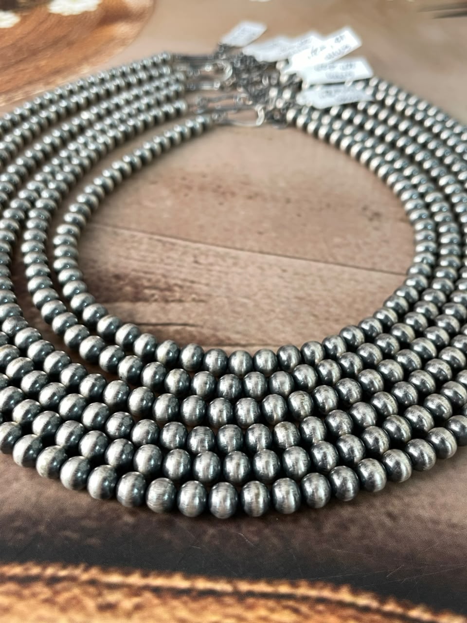 Handmade Nizhoni Silver Over Brass Plated 6MM Beaded Necklace (4)