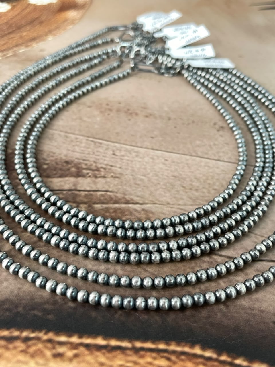 Handmade Nizhoni Silver Over Brass Plated 4MM Beaded Necklace (2)