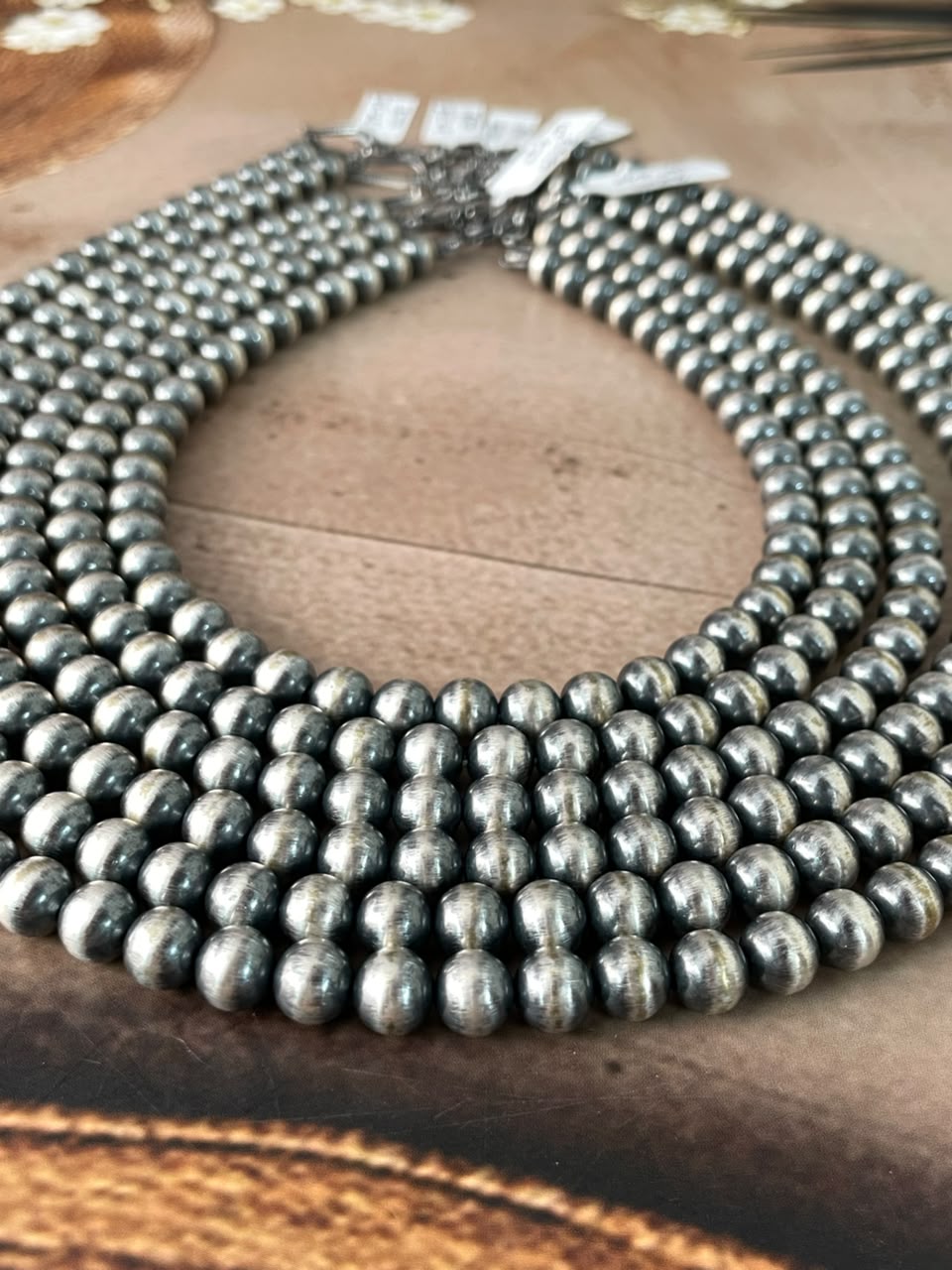 Handmade Nizhoni Silver Over Brass Plated 8MM Beaded Necklace (5)