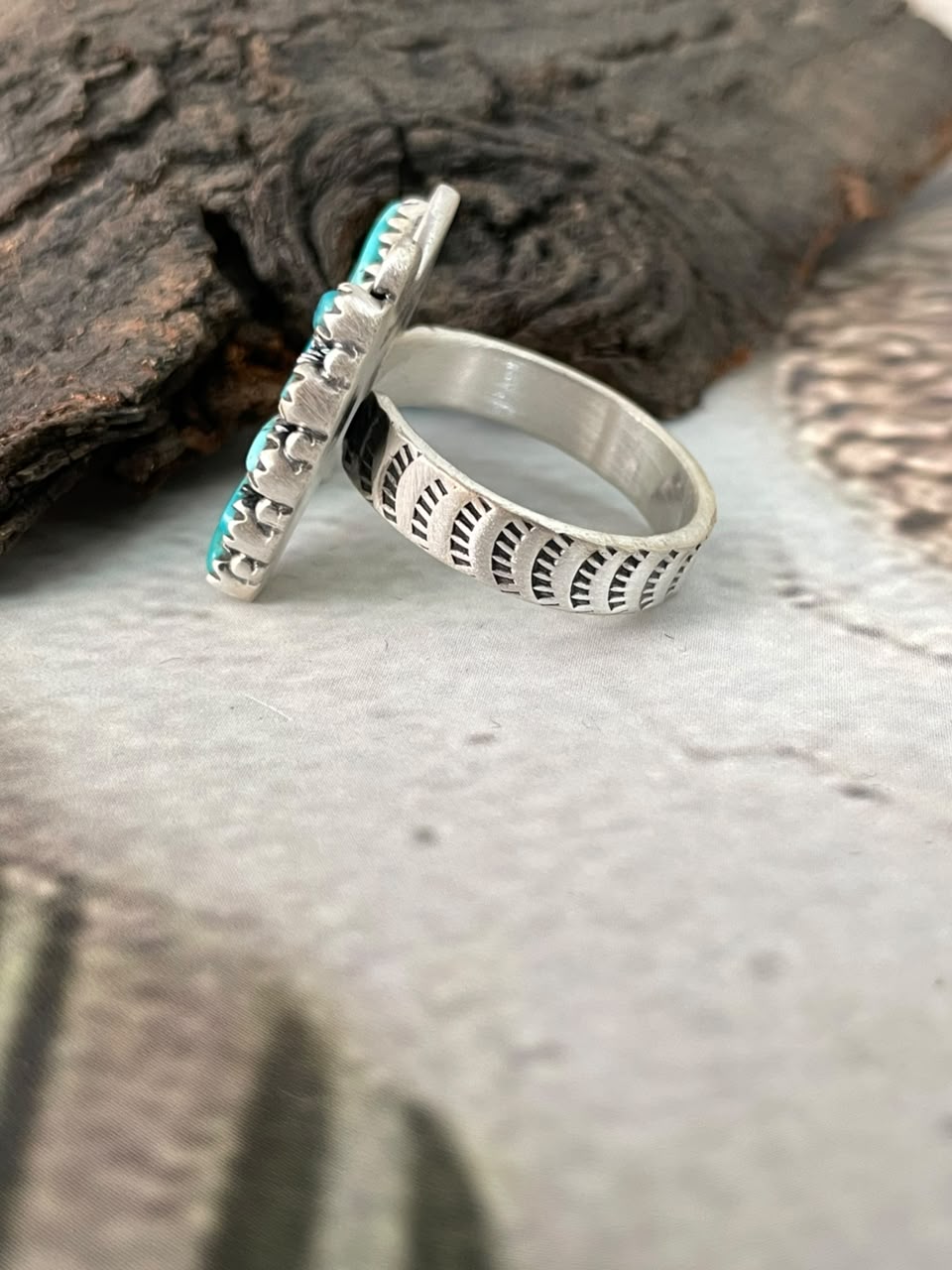 Handmade Sterling Silver Kingman Turquoise Butterfly Adjustable Ring Signed Nizhoni