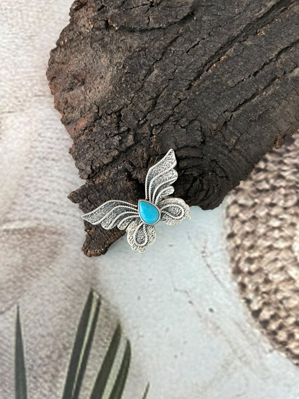 Handmade Sterling Silver Kingman Turquoise Butterfly Adjustable Ring Signed Nizhoni (7)