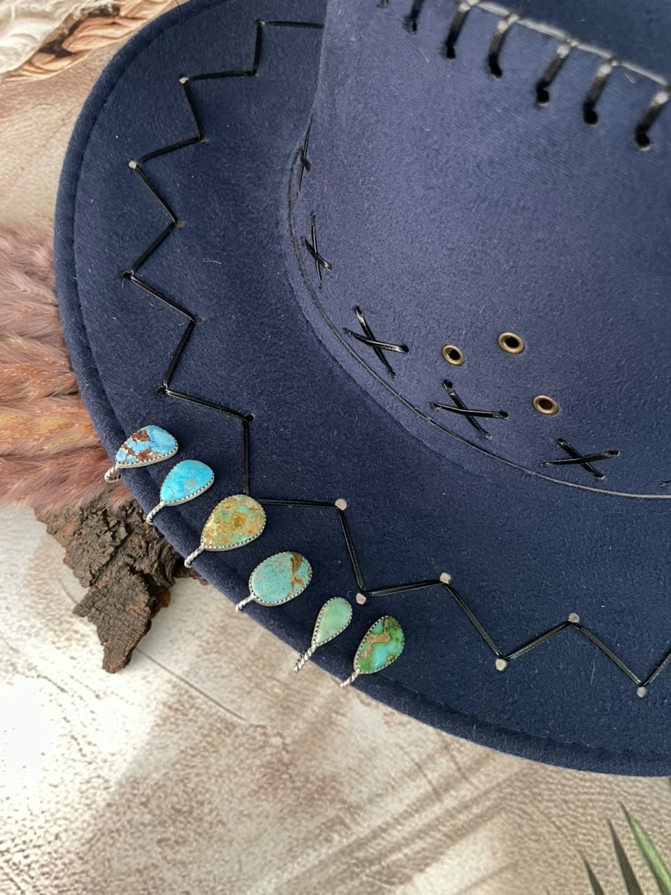 Handmade Sterling Silver Sierra Bella, Royston, Paloma, Number 8, Sonoran Mountain and Golden Hills Turquoise Hat Pin Signed Nizhoni