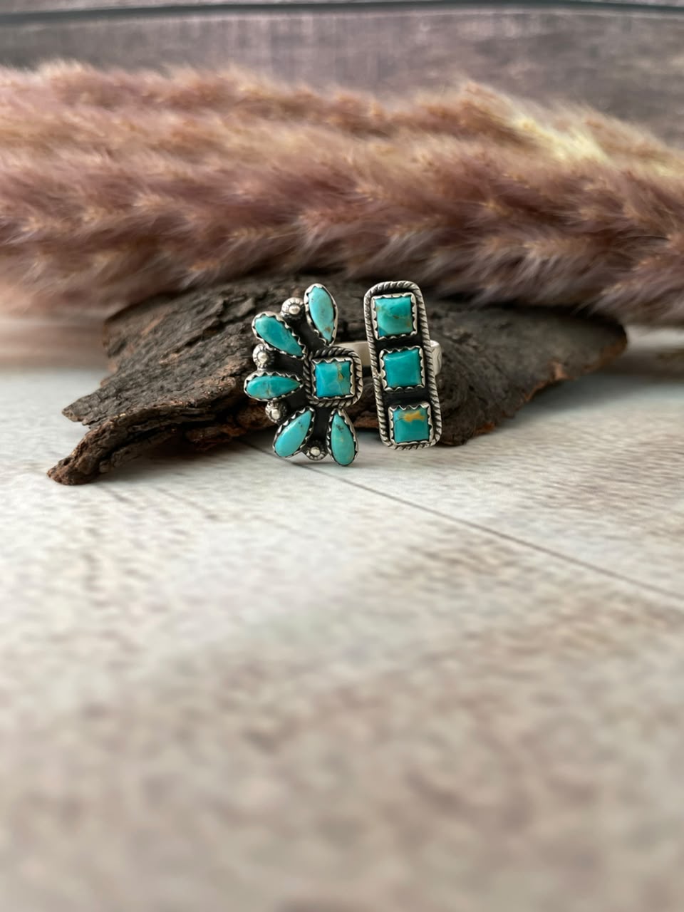 Handmade Sterling Silver Kingman Turquoise Adjustable Ring Signed Nizhoni