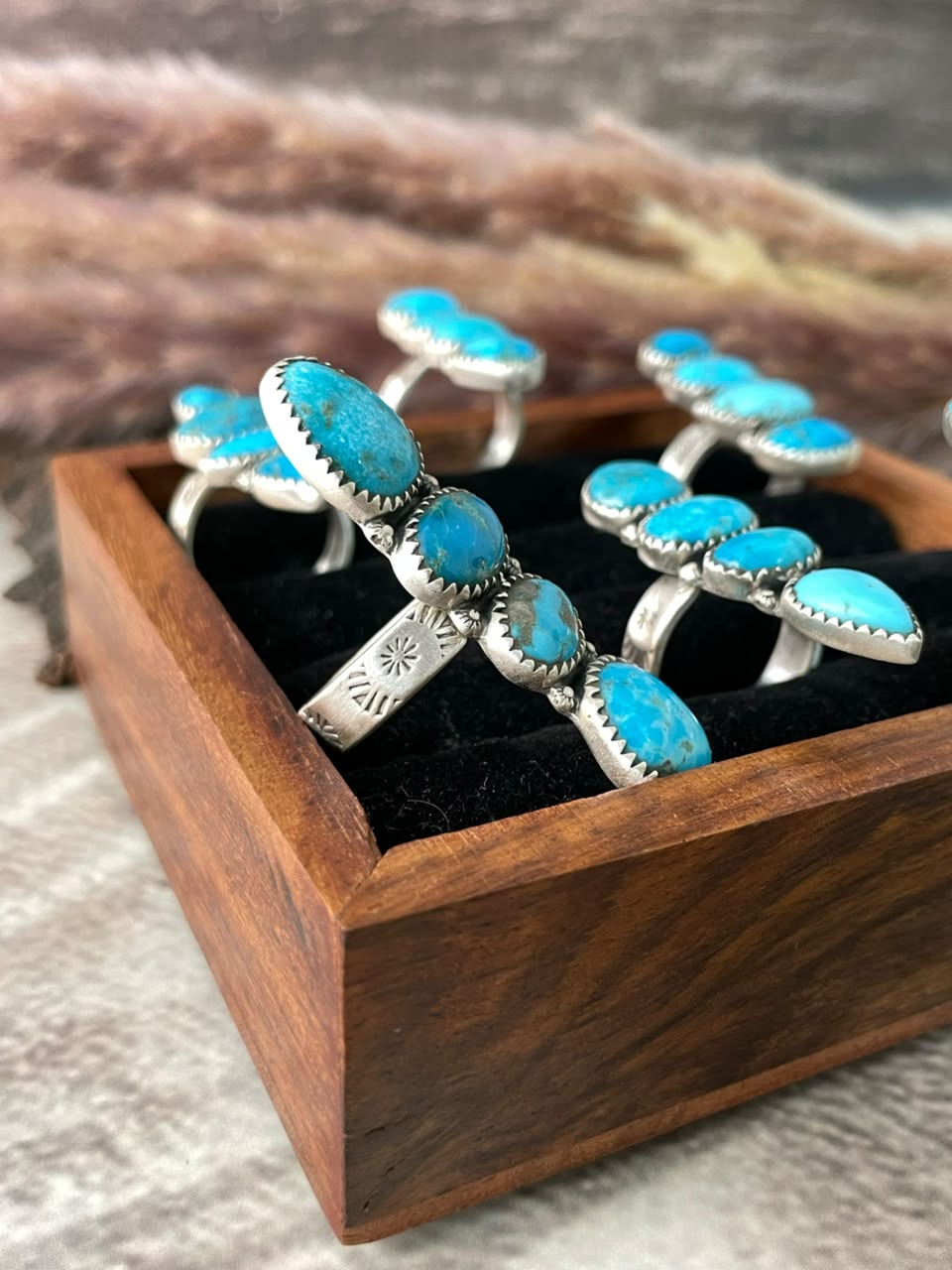 Handmade Sterling Silver Kingman Turquoise Adjustable Ring Signed Nizhoni