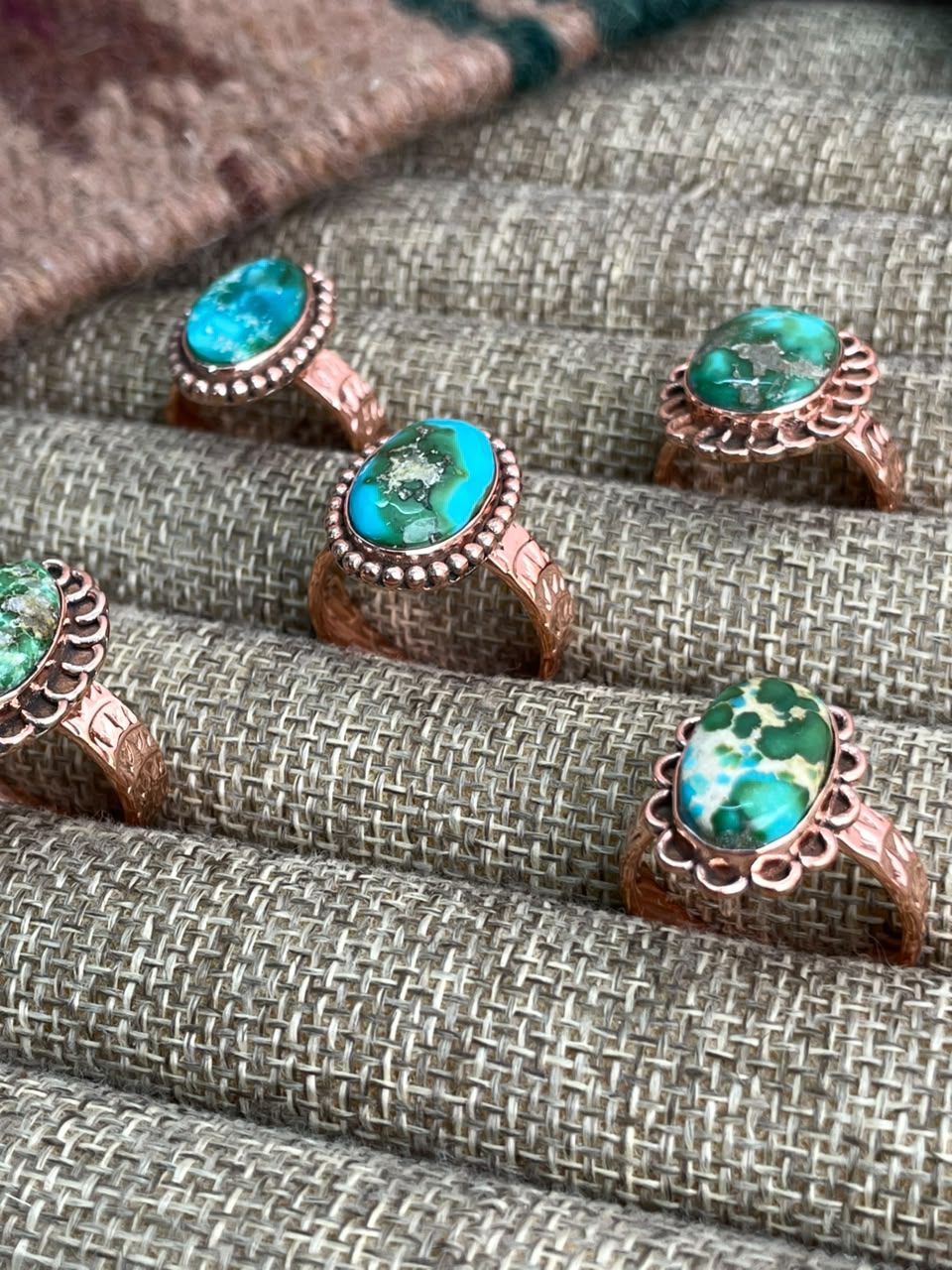 Handmade Sonoran Mountain Turquoise Copper Collection: Adjustable Ring Signed Nizhoni