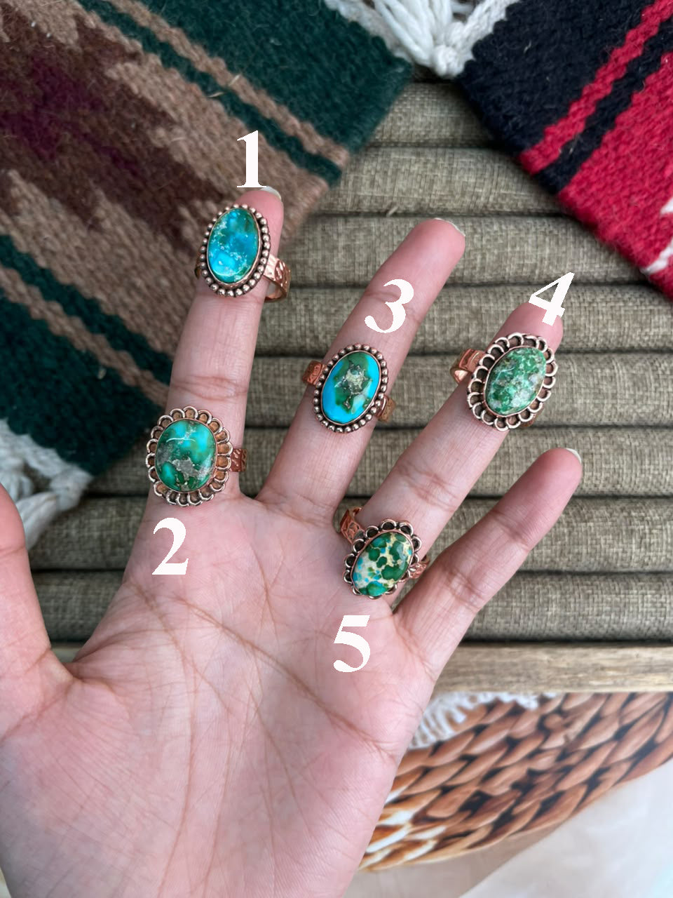 Handmade Sonoran Mountain Turquoise Copper Collection: Adjustable Ring Signed Nizhoni