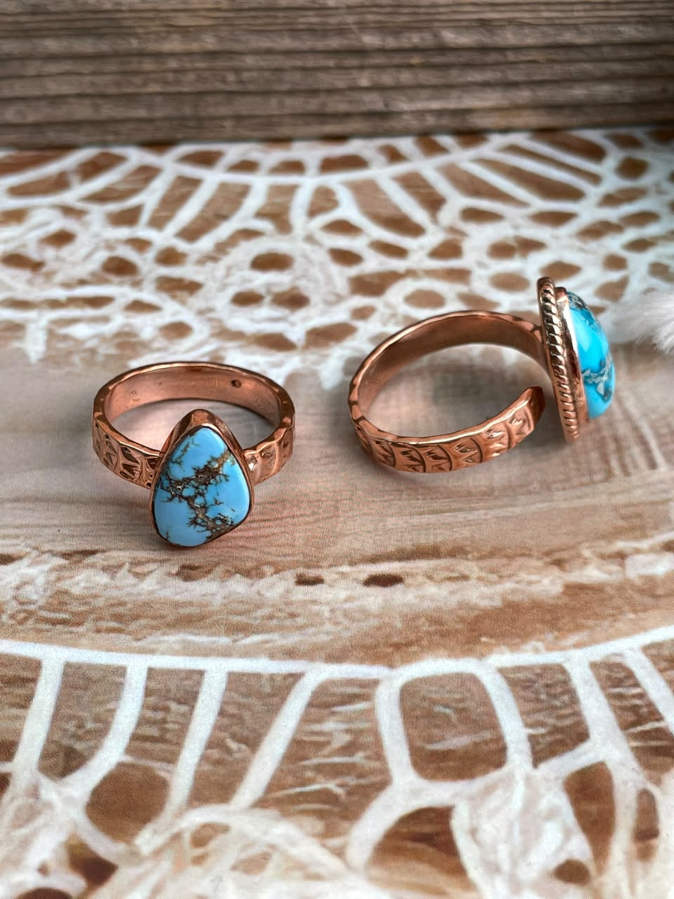 Handmade Golden Hills and Sierra Bella Turquoise Copper Collection: Adjustable Ring Signed Nizhoni