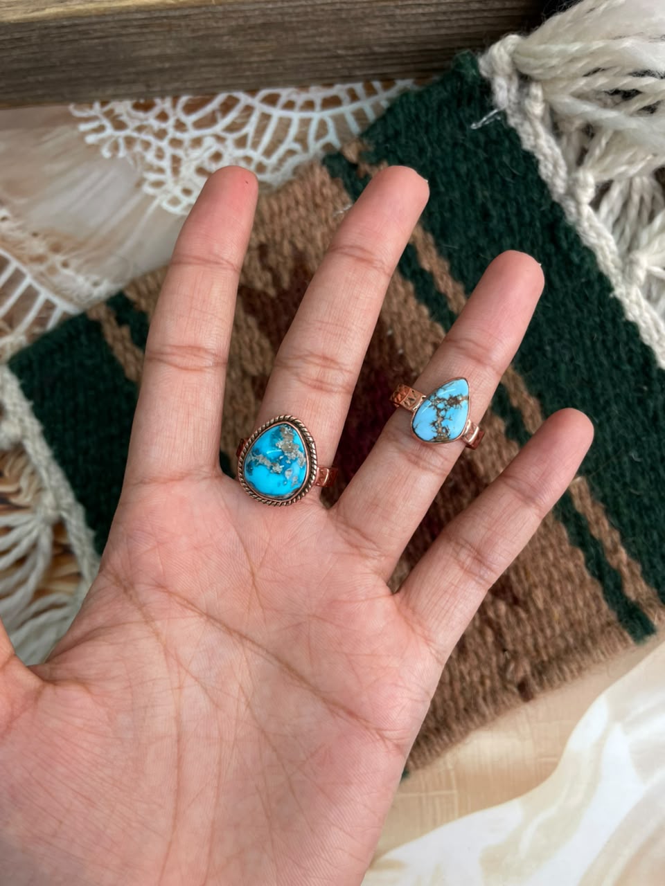 Handmade Golden Hills and Sierra Bella Turquoise Copper Collection: Adjustable Ring Signed Nizhoni