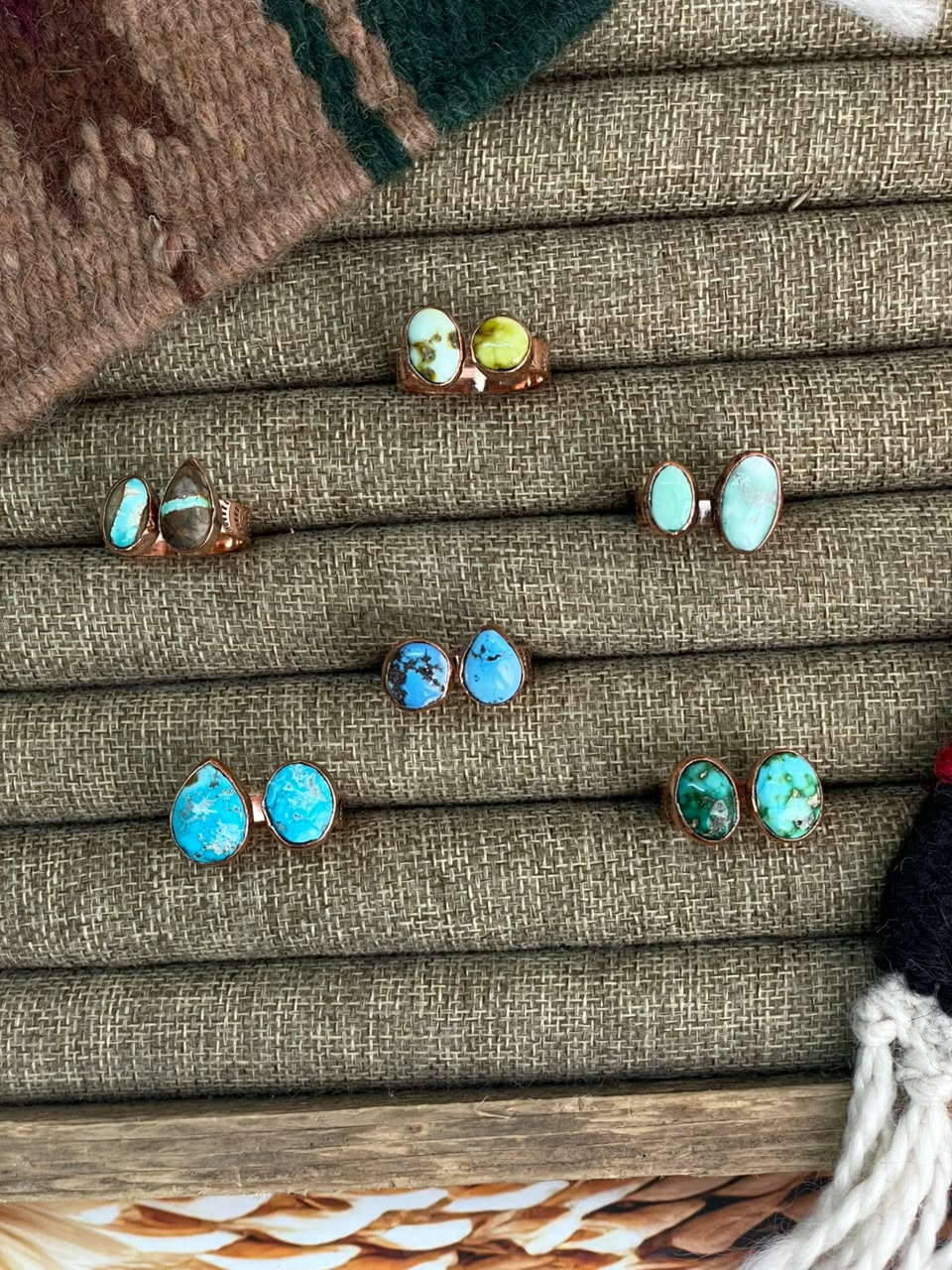 Handmade Royston, Paloma, Palomino, Sierra Bella, Sonoran Mountain and Golden Hills Turquoise Copper Collection: Adjustable Ring