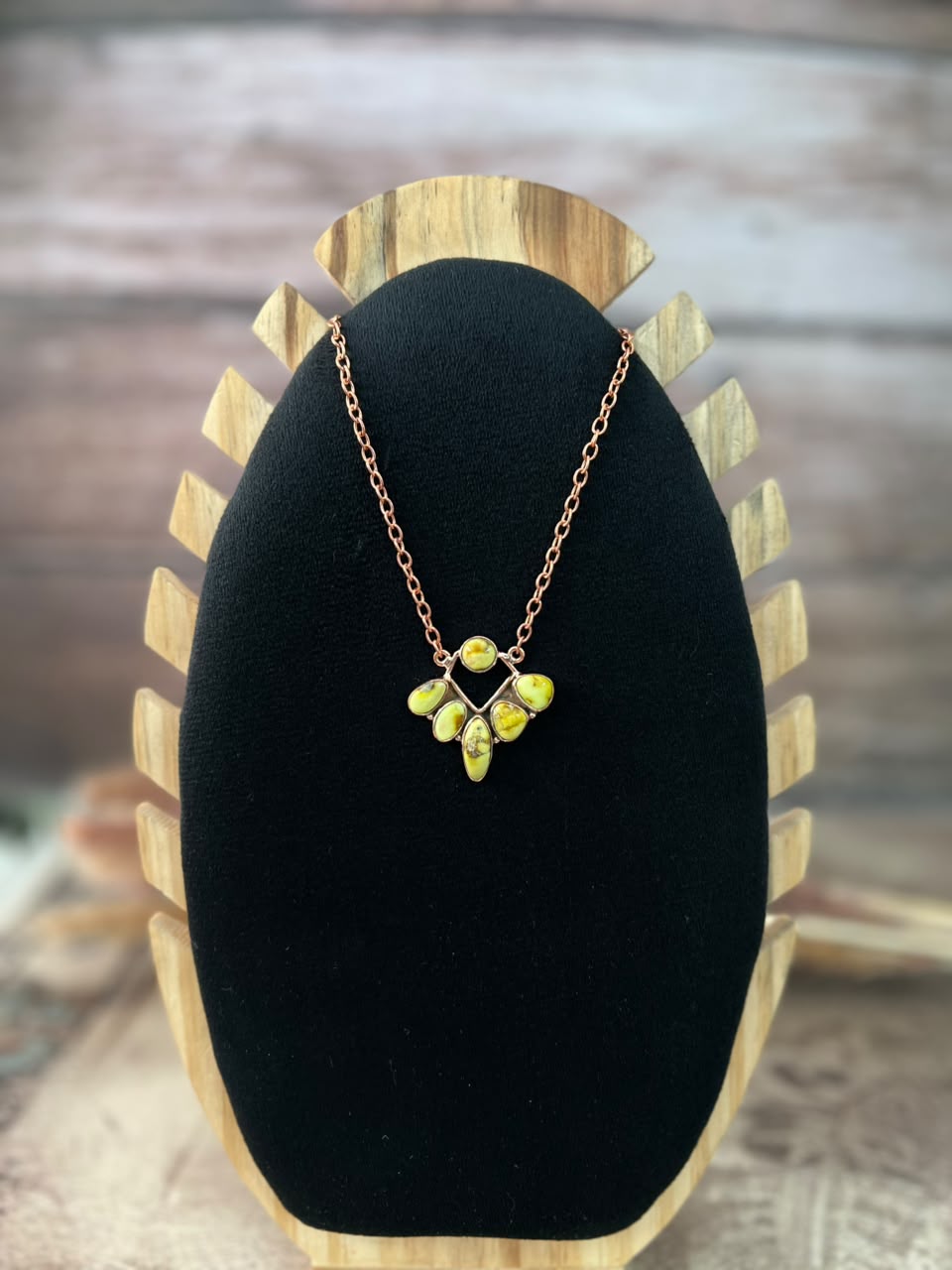 Handmade Palomino Turquoise Copper Collection: Necklace Signed Nizhoni