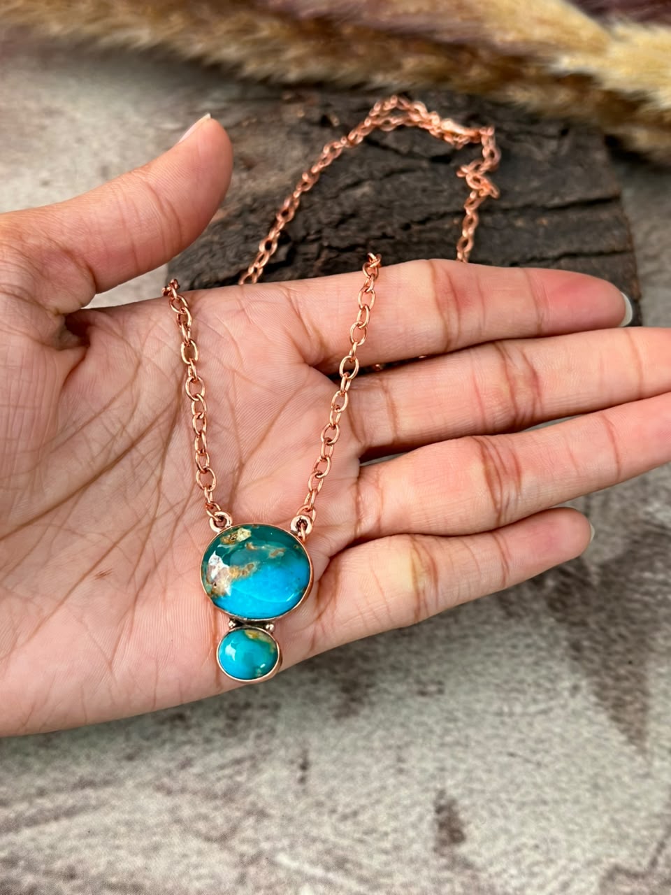 Handmade Hardy Pit Copper Collection: Necklace Signed Nizhoni