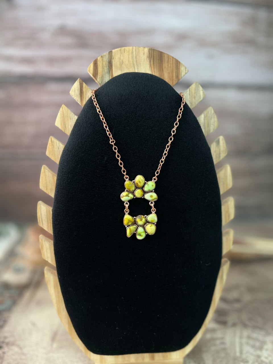 Handmade Palomino Turquoise Copper Collection: Necklace Signed Nizhoni