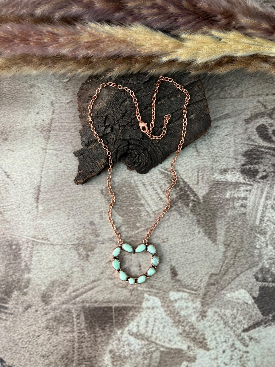 Handmade Paloma Turquoise Copper Collection: Necklace Signed Nizhoni