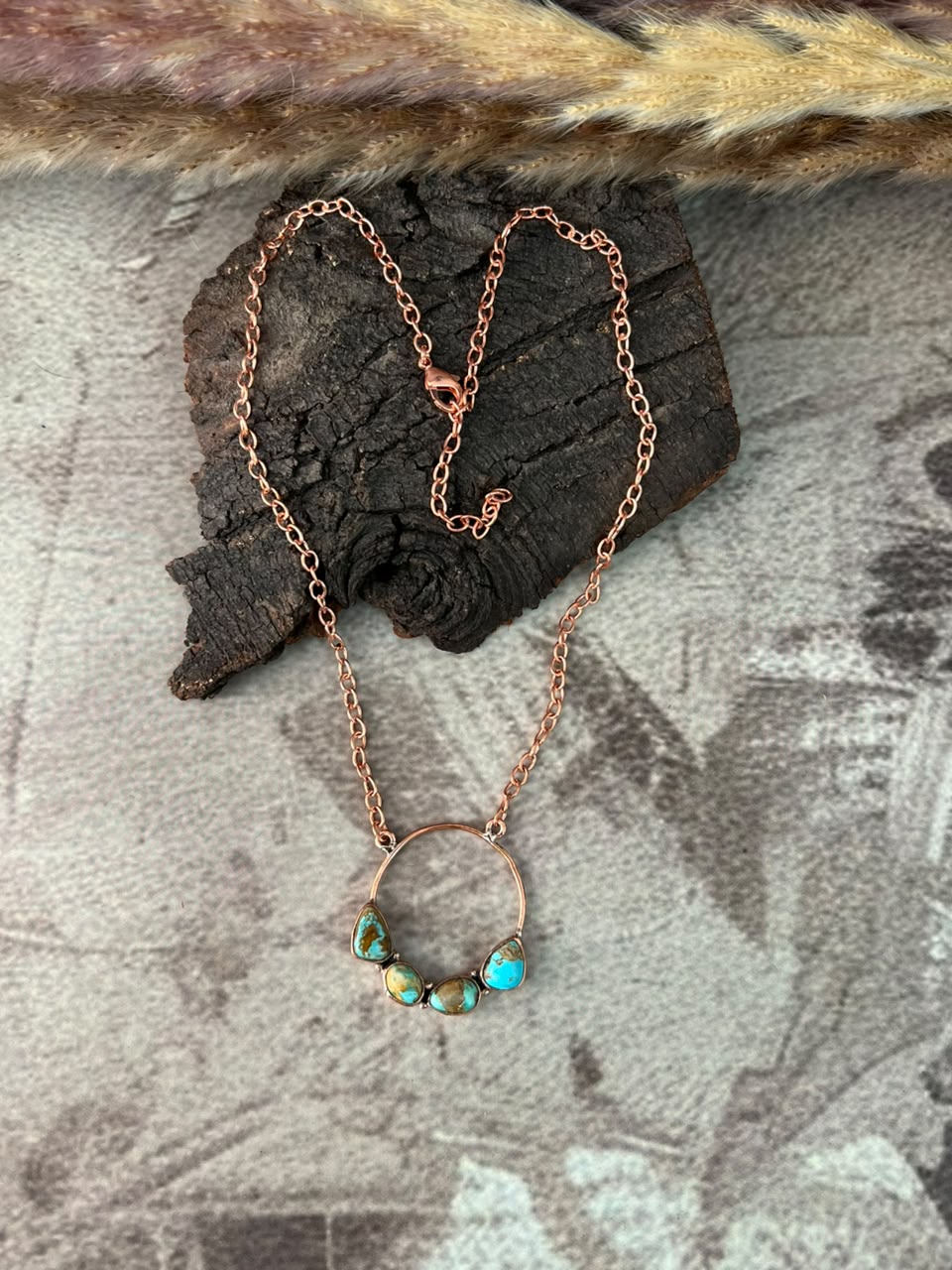 Handmade Royston Turquoise Copper Collection: Necklace Signed Nizhoni