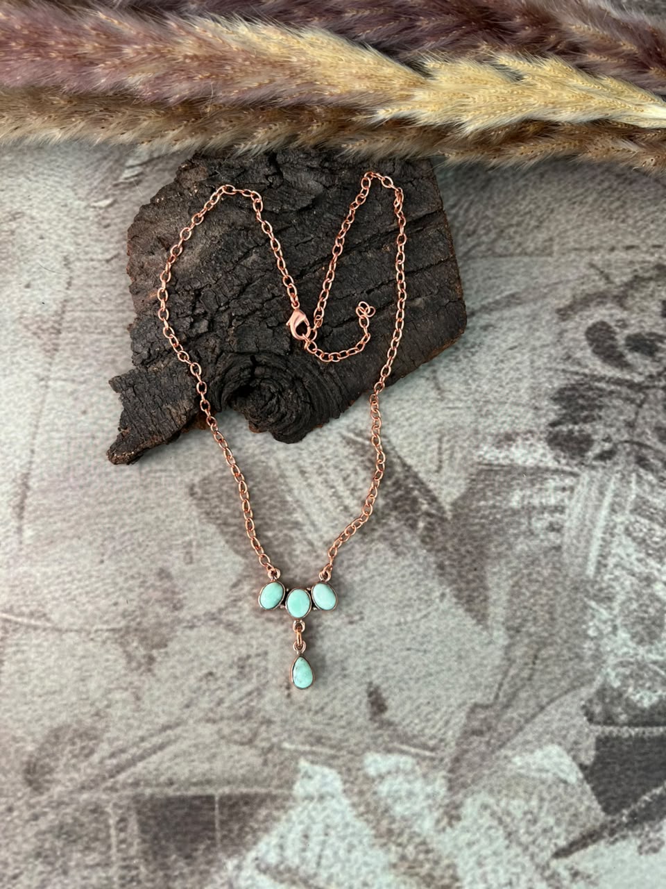 Handmade Paloma Turquoise Copper Collection: Necklace Signed Nizhoni