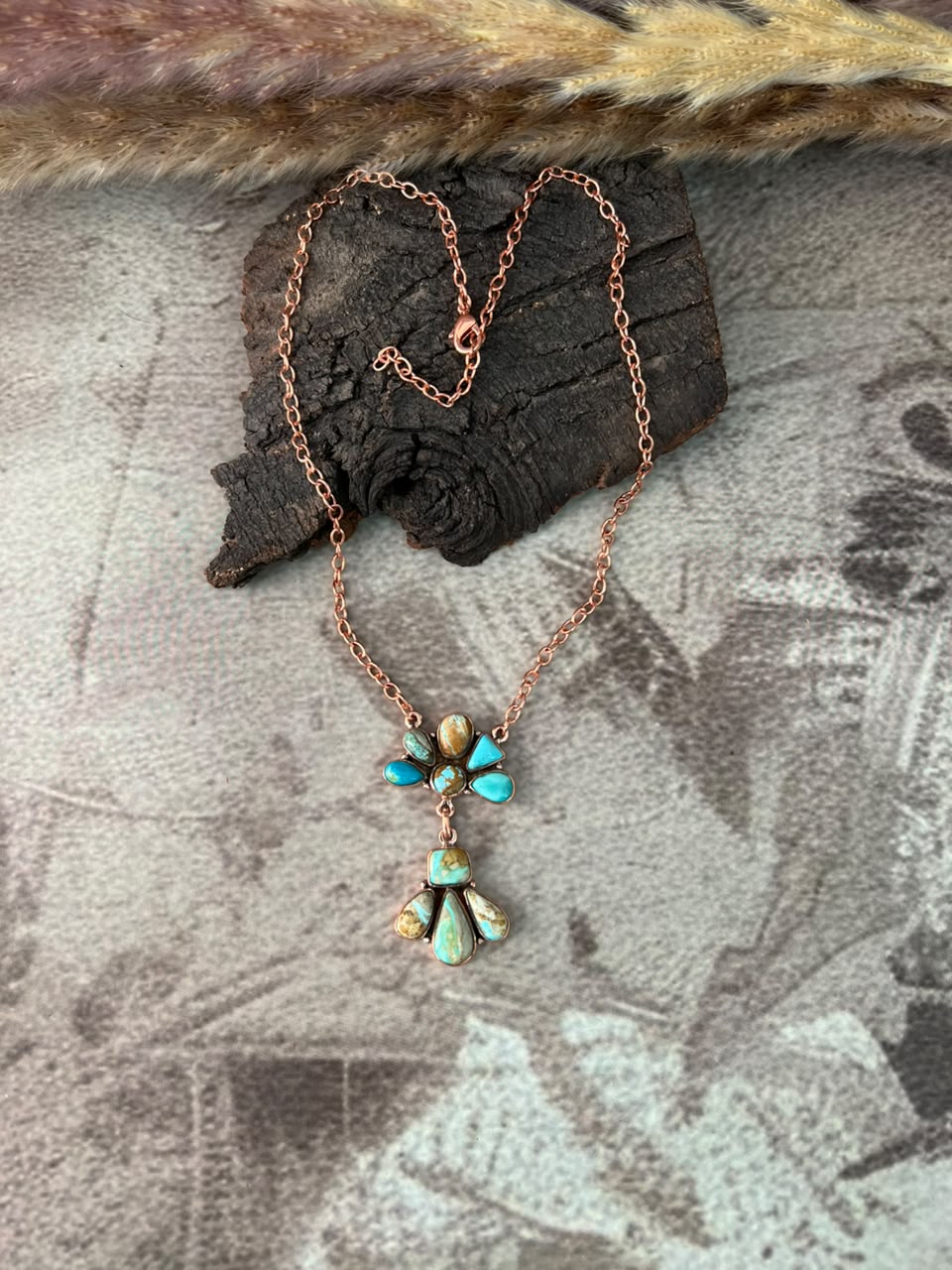 Handmade Royston Turquoise Copper Collection: Necklace Signed Nizhoni