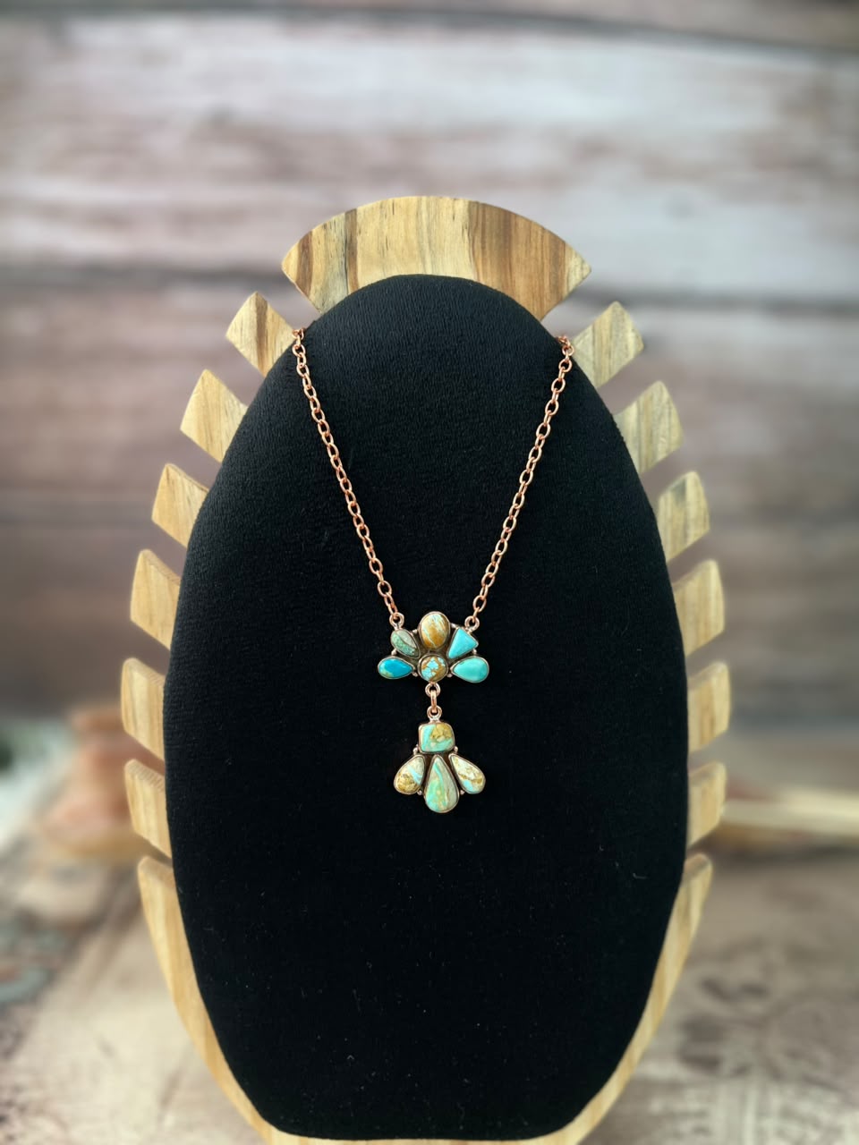 Handmade Royston Turquoise Copper Collection: Necklace Signed Nizhoni