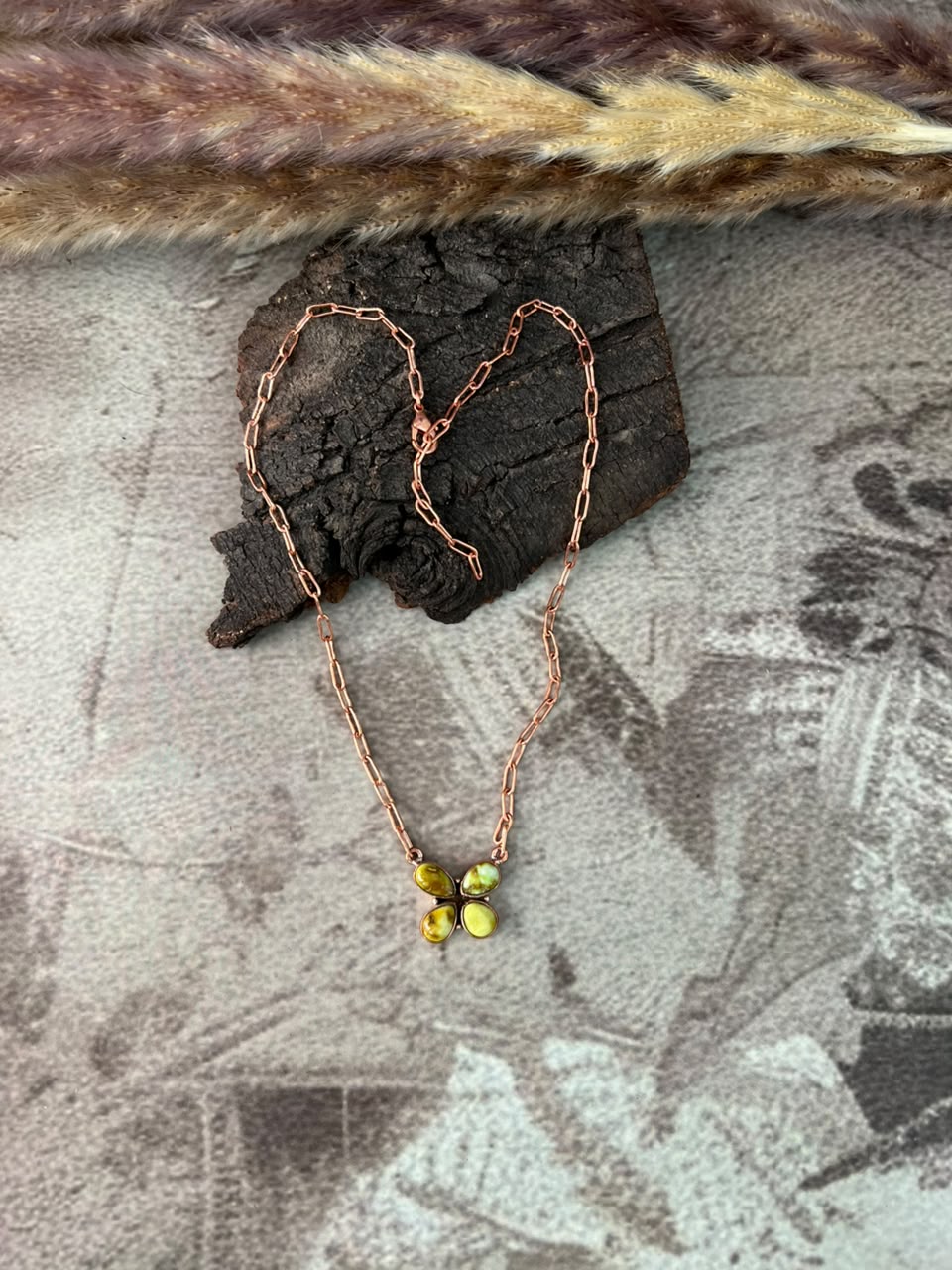 Handmade Palomino Turquoise Copper Collection: Necklace Signed Nizhoni