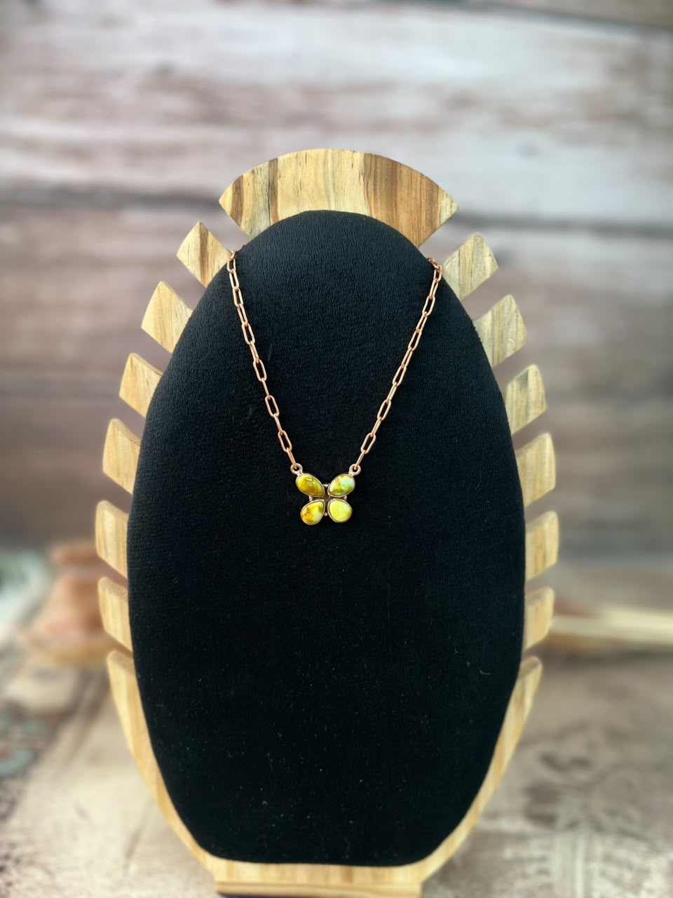 Handmade Palomino Turquoise Copper Collection: Necklace Signed Nizhoni