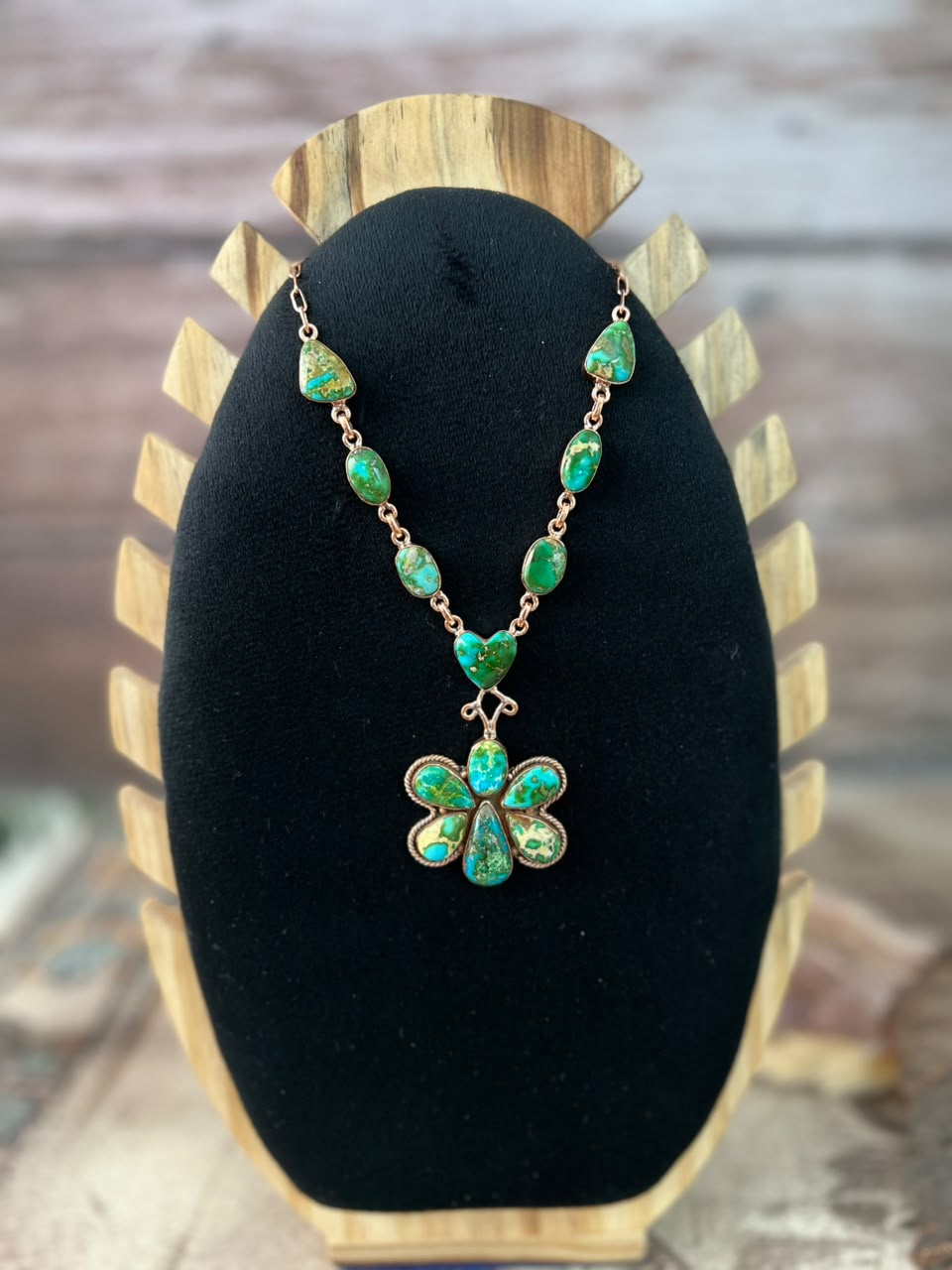 Handmade Royston, Palomino and Sonoran Mountain Turquoise Copper Collection: Necklace Signed Nizhoni