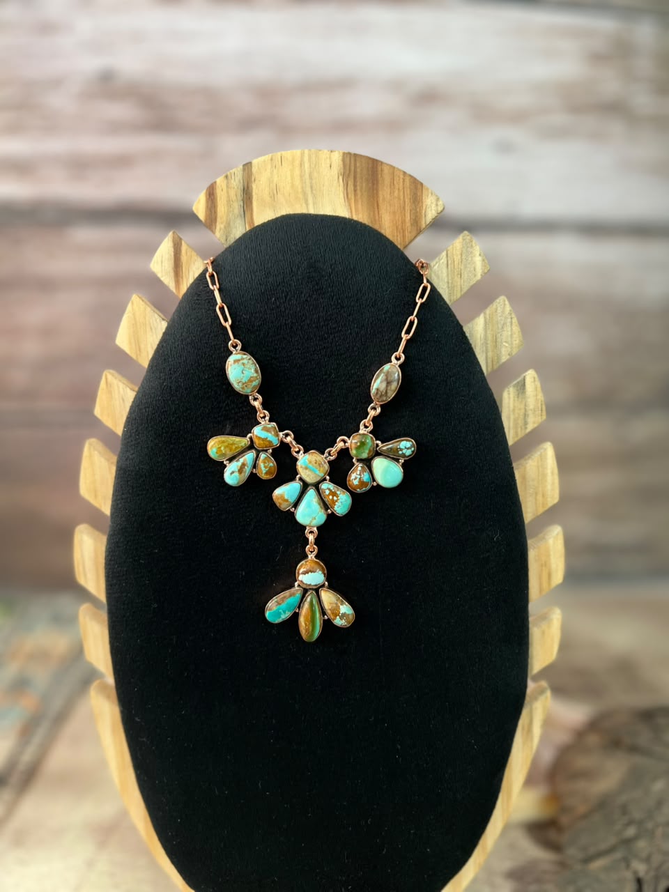 Handmade Royston, Palomino and Sonoran Mountain Turquoise Copper Collection: Necklace Signed Nizhoni