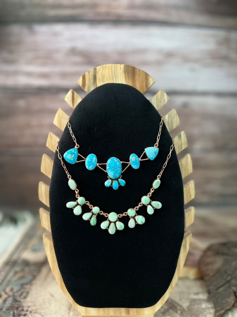 Handmade Paloma and Sierra Bella Turquoise Copper Collection: Necklace Signed Nizhoni