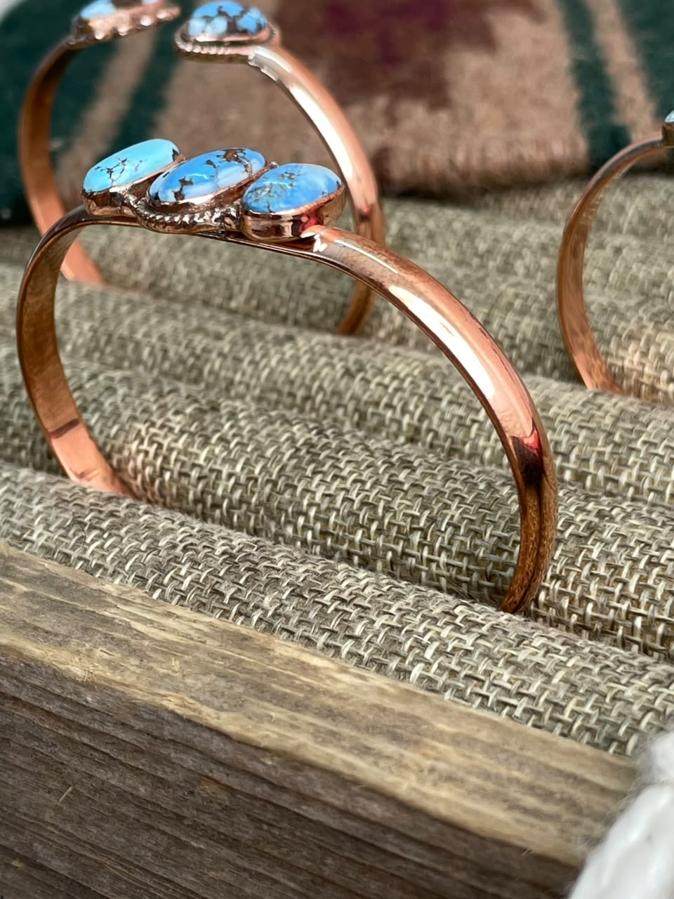 Handmade Golden Hills Turquoise Copper Collection: Cuff Bracelet Signed Nizhoni