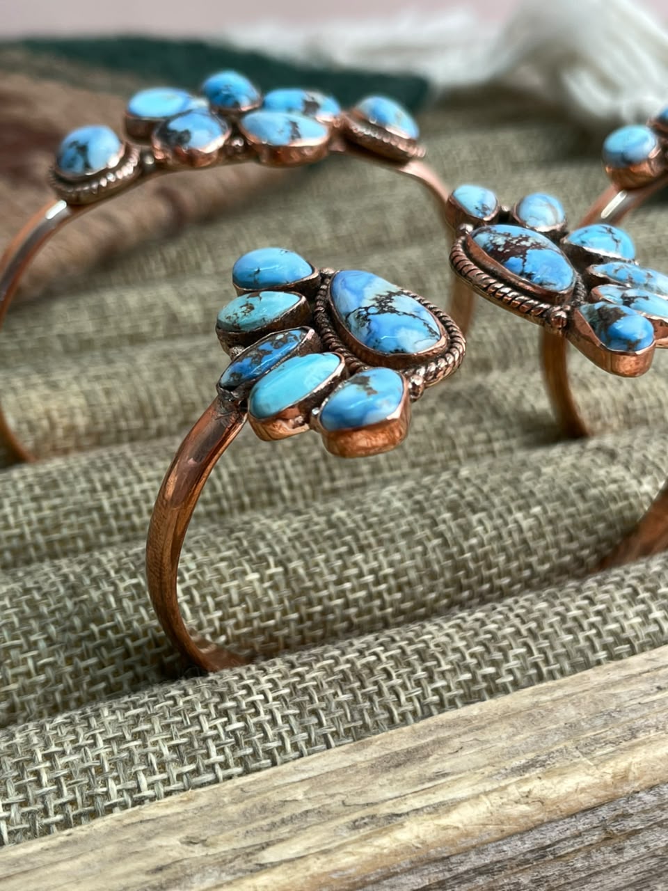 Handmade Golden Hills Turquoise Copper Collection: Cuff Bracelet Signed Nizhoni