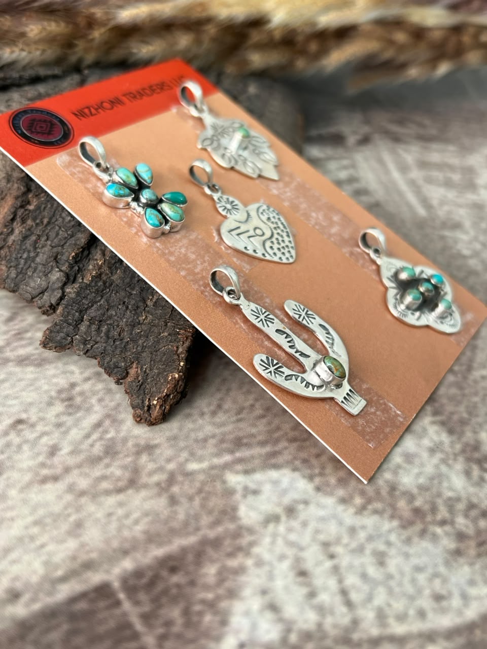 Handmade Sterling Silver Kingman Turquoise Pendant Card