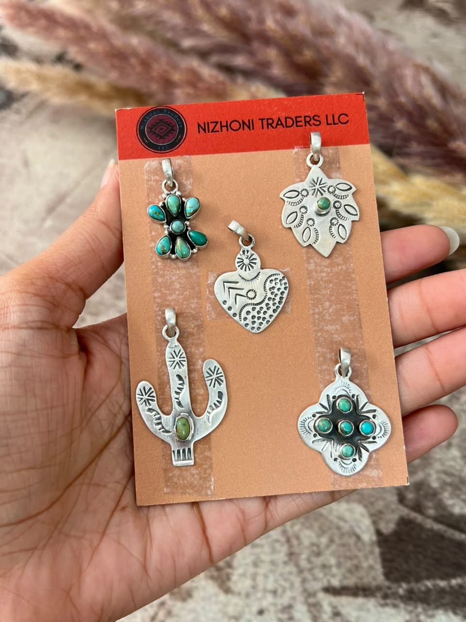Handmade Sterling Silver Kingman Turquoise Pendant Card