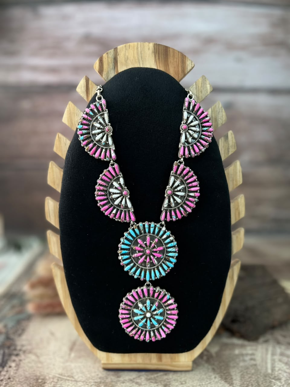 Handmade Sterling Silver Cotton Candy Necklace Signed Nizhoni
