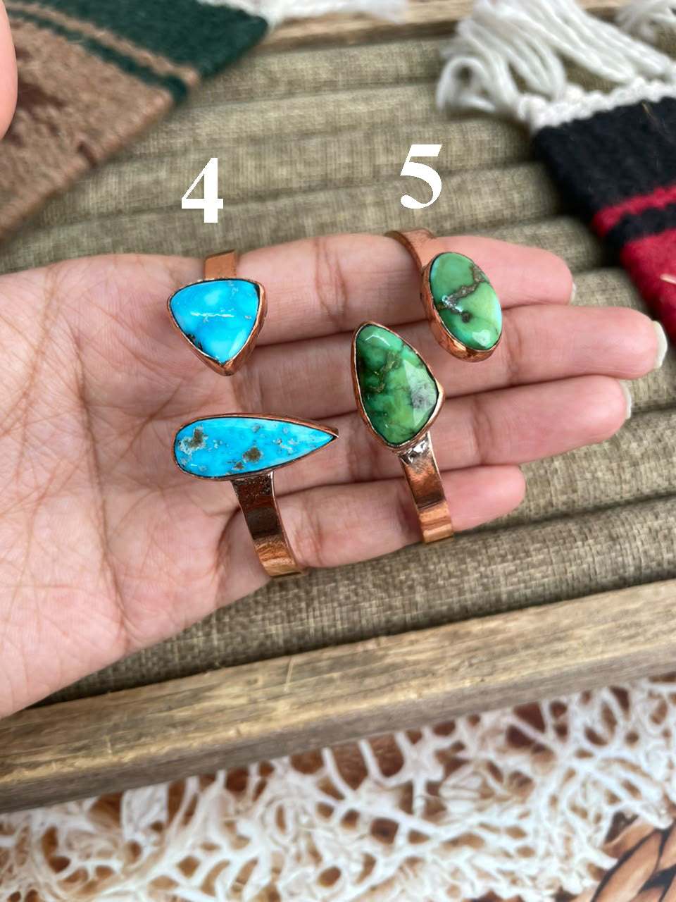 Handmade Sonoran Mountain, Sierra Bella and Golden Hills Turquoise Copper Collection: Cuff Bracelet Signed Nizhoni