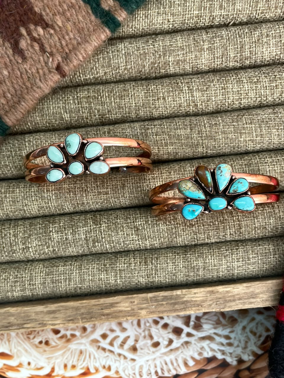 Handmade Paloma and Royston Turquoise Copper Collection: Cuff Bracelet Signed Nizhoni
