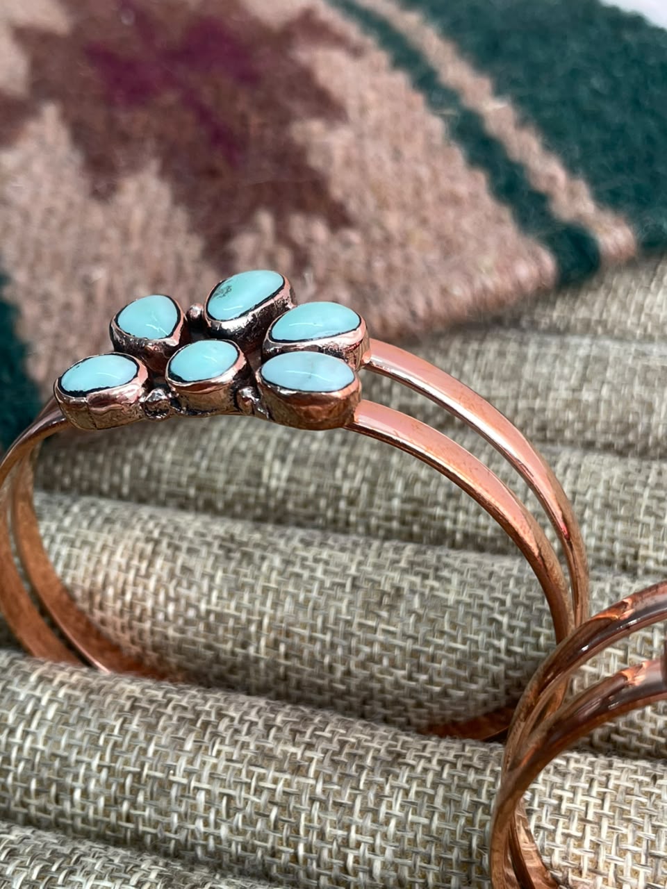 Handmade Paloma and Royston Turquoise Copper Collection: Cuff Bracelet Signed Nizhoni