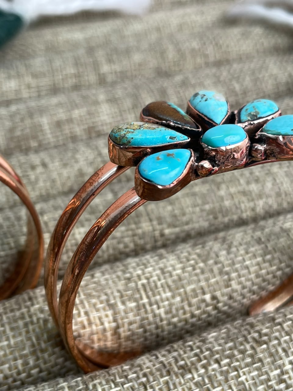 Handmade Paloma and Royston Turquoise Copper Collection: Cuff Bracelet Signed Nizhoni