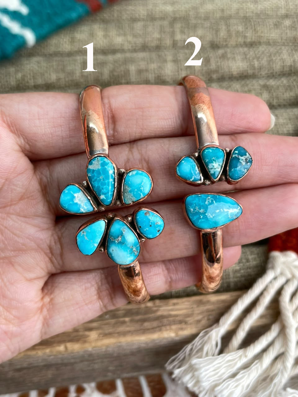 Handmade White Water Turquoise Copper Collection: Cuff Bracelet Signed Nizhoni