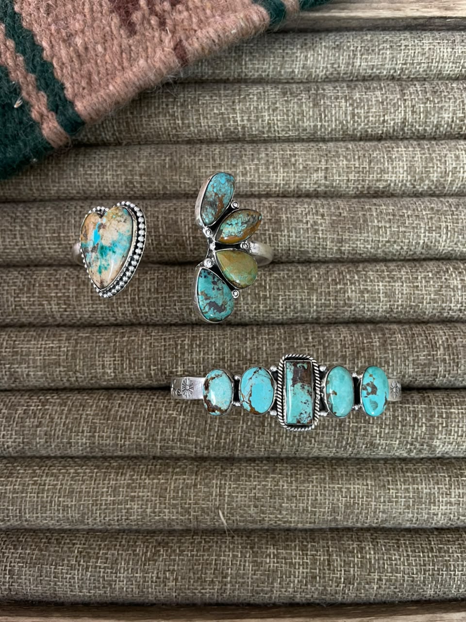 Handmade Sterling Silver Manassa Turquoise Cuff Bracelet Signed Nizhoni