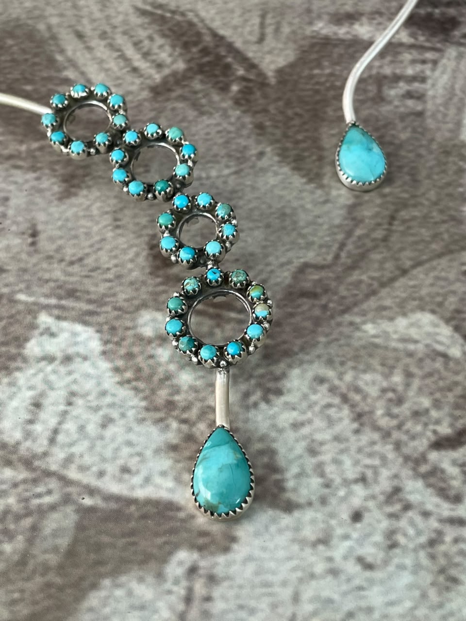 Handmade Sterling Silver Kingman Turquoise Necklace Signed Nizhoni