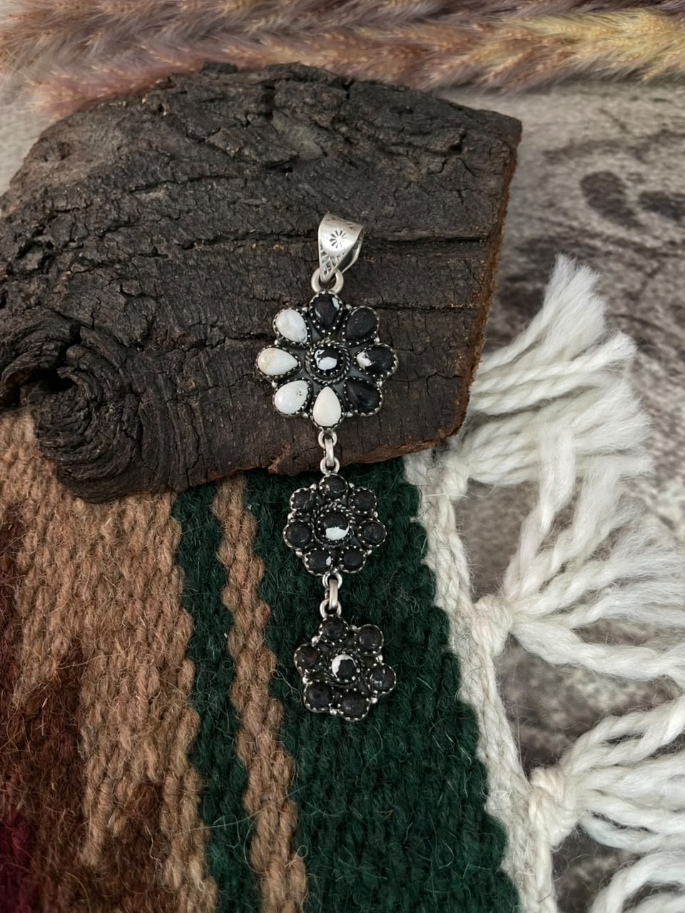 Handmade Sterling Silver White Buffalo Pendant Signed Nizhoni
