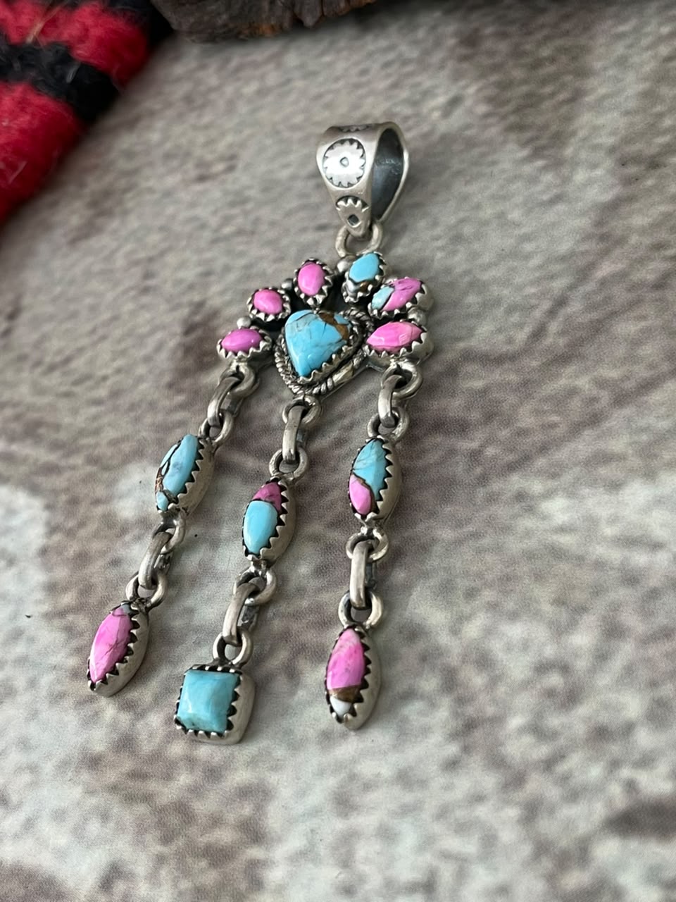 Handmade Sterling Silver Cotton Candy Pendant Signed Nizhoni
