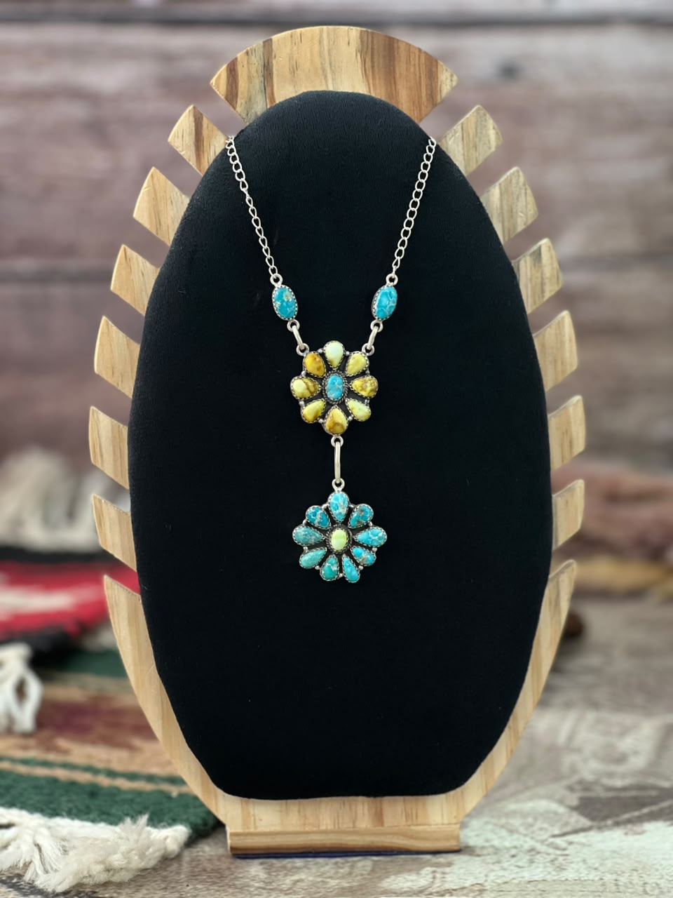 Handmade Sterling Silver Palomino with White Water Turquoise Necklace Signed Nizhoni