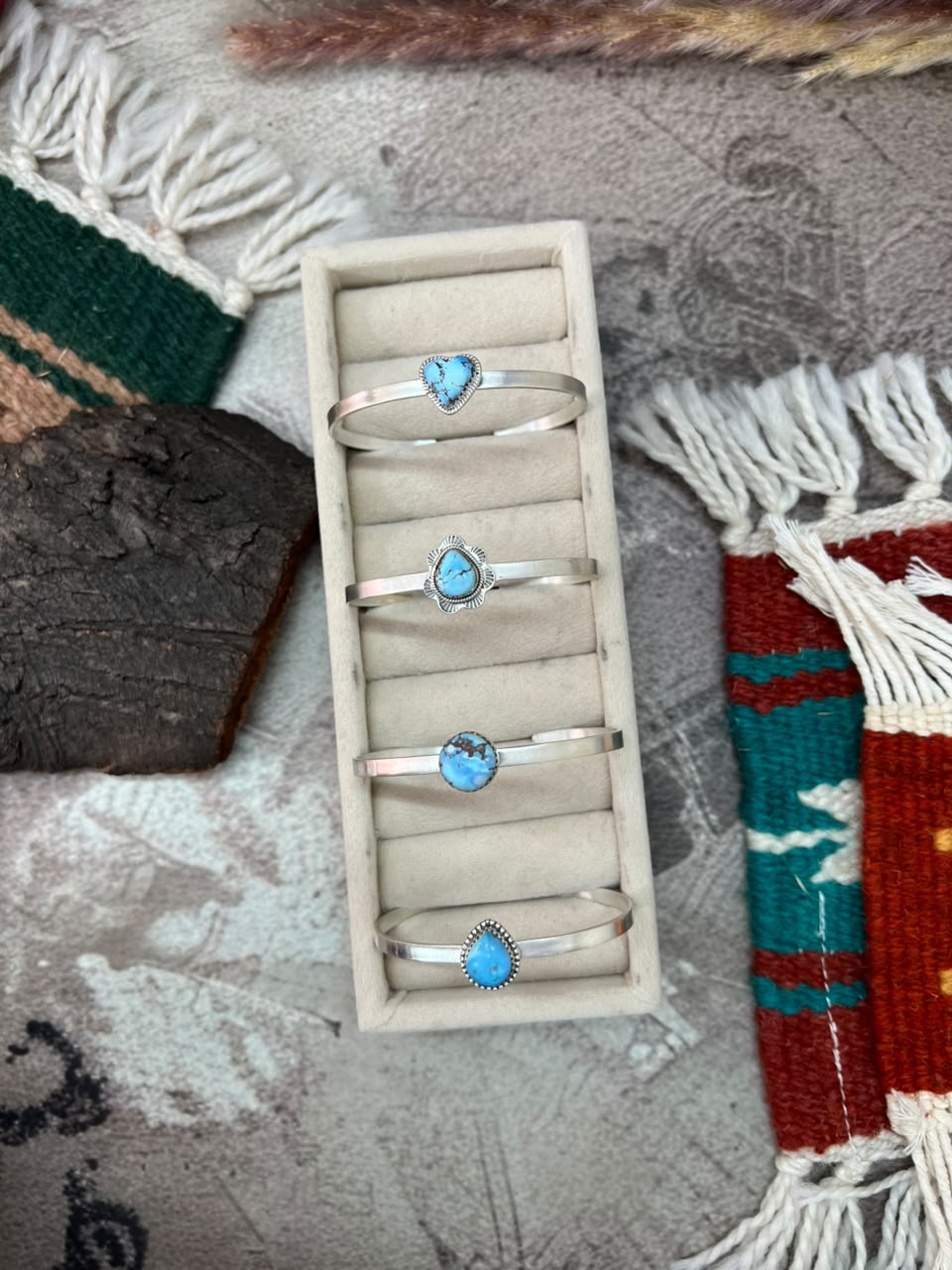 Handmade Sterling Silver Golden Hills Turquoise Cuff Bracelet Signed Nizhoni