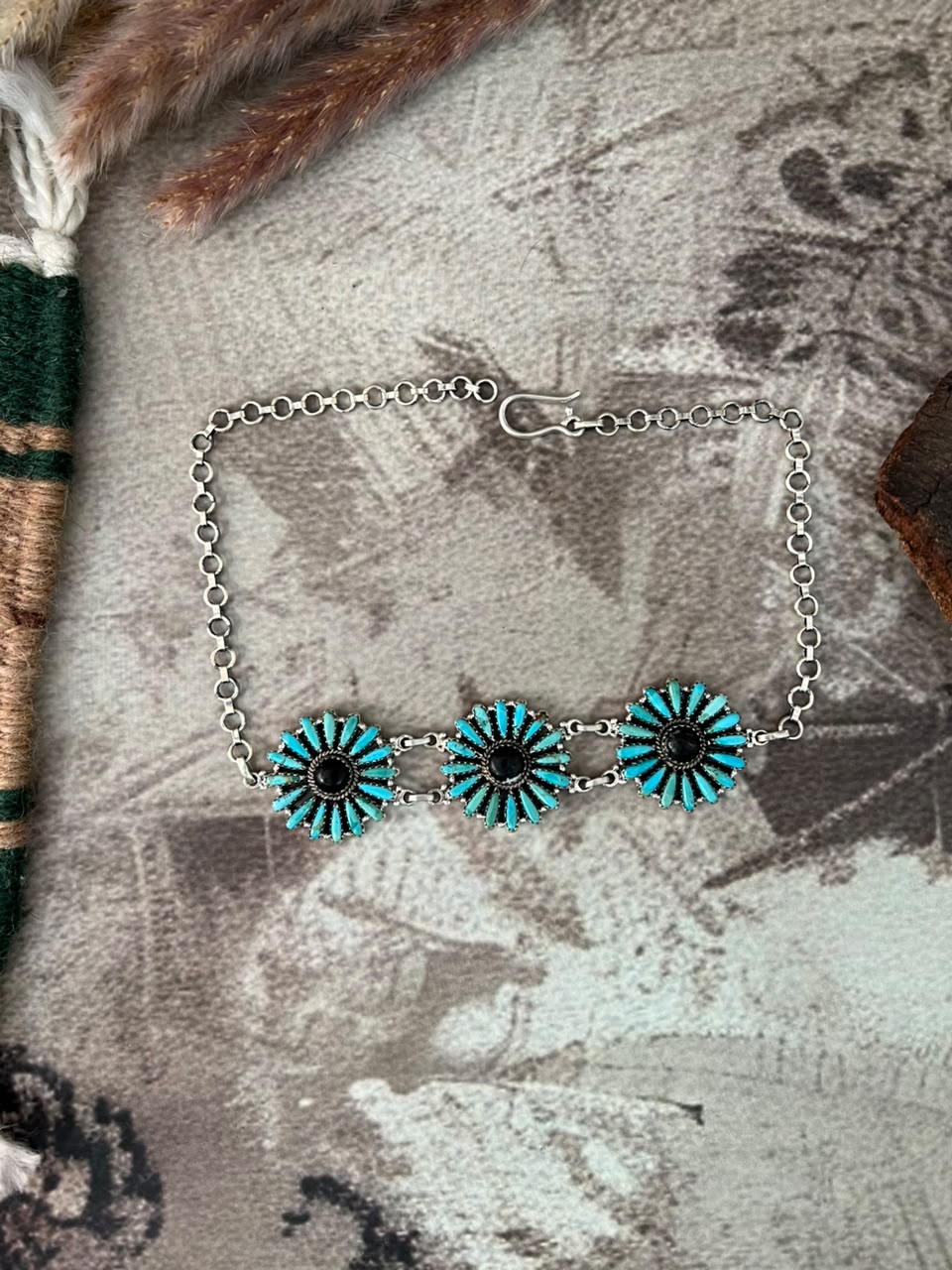 Handmade Sterling Silver Kingman Turquoise with White Buffalo Choker Necklace Signed Nizhoni