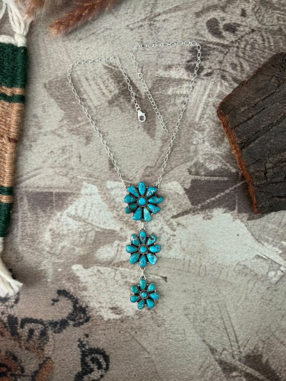 Handmade Sterling Silver White Water Turquoise Necklace Signed Nizhoni