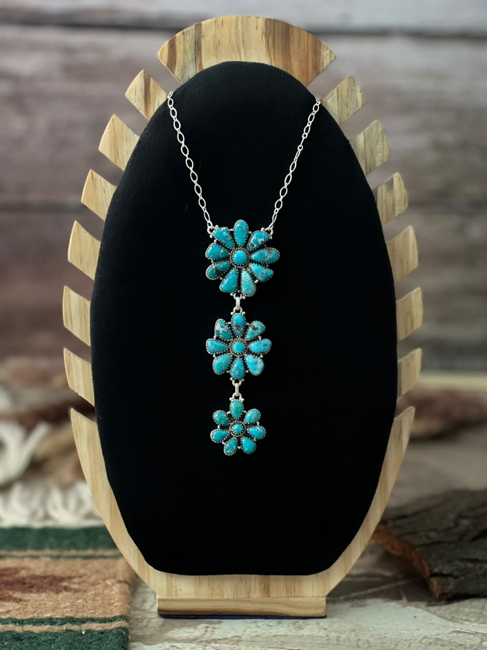 Handmade Sterling Silver White Water Turquoise Necklace Signed Nizhoni