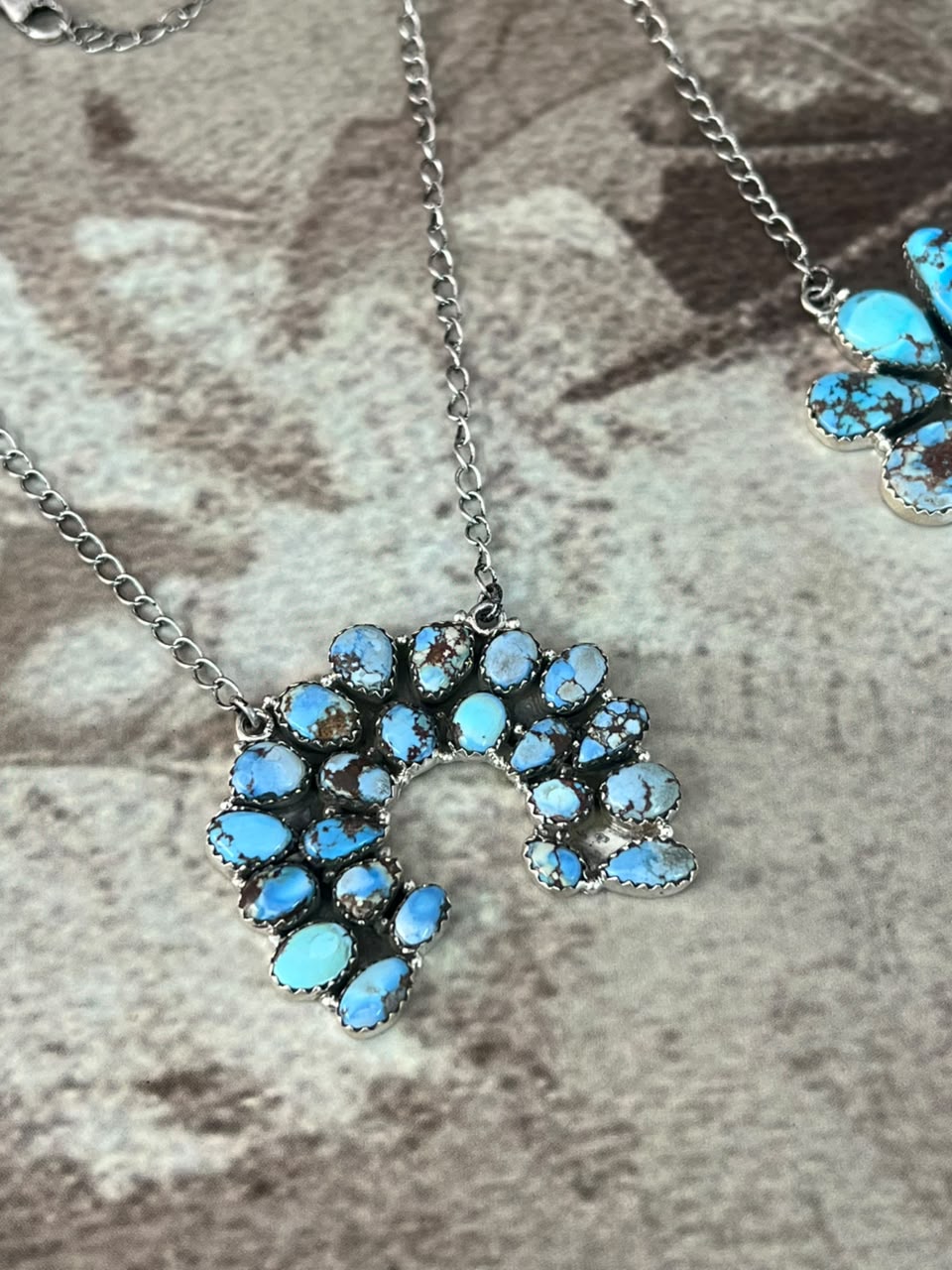 Handmade Sterling Silver Golden Hills Turquoise Necklace Signed Nizhoni