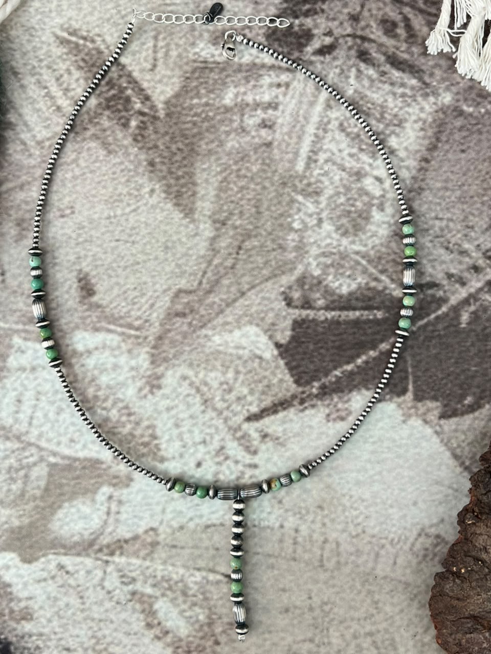 Handmade Sterling Silver Kingman Turquoise Beaded Necklace Signed Nizhoni